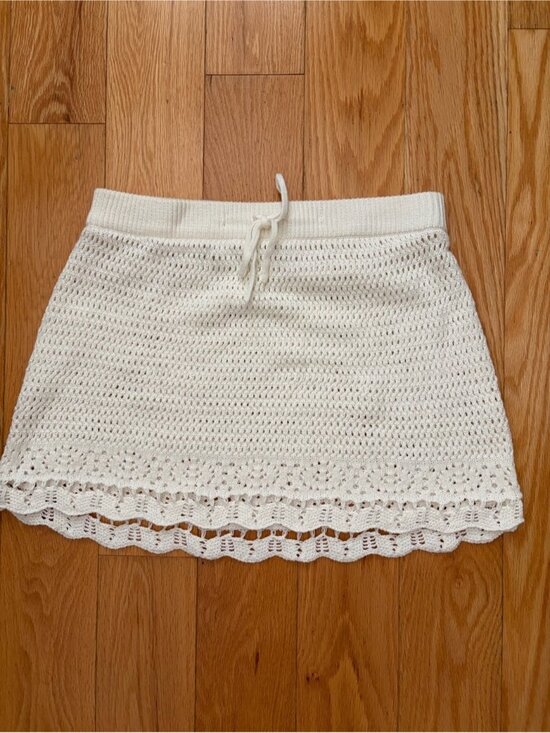 Dresses & Skirts - Cream Crochet Mini Skirt
